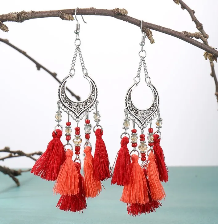 2021 New 30 pairs Weaving tassel Drop Earrings Ethnic Boho   Handmade Fashion Jewelry for women colour Dangle  Gift  Jewelry