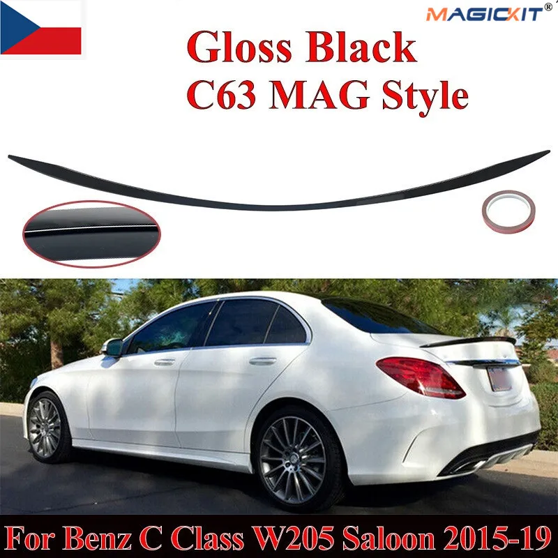 

Задний спойлер MagicKit Для Седана Mercedes-Benz C-Class W205 2015-19 гг., глянцевый черный ABS