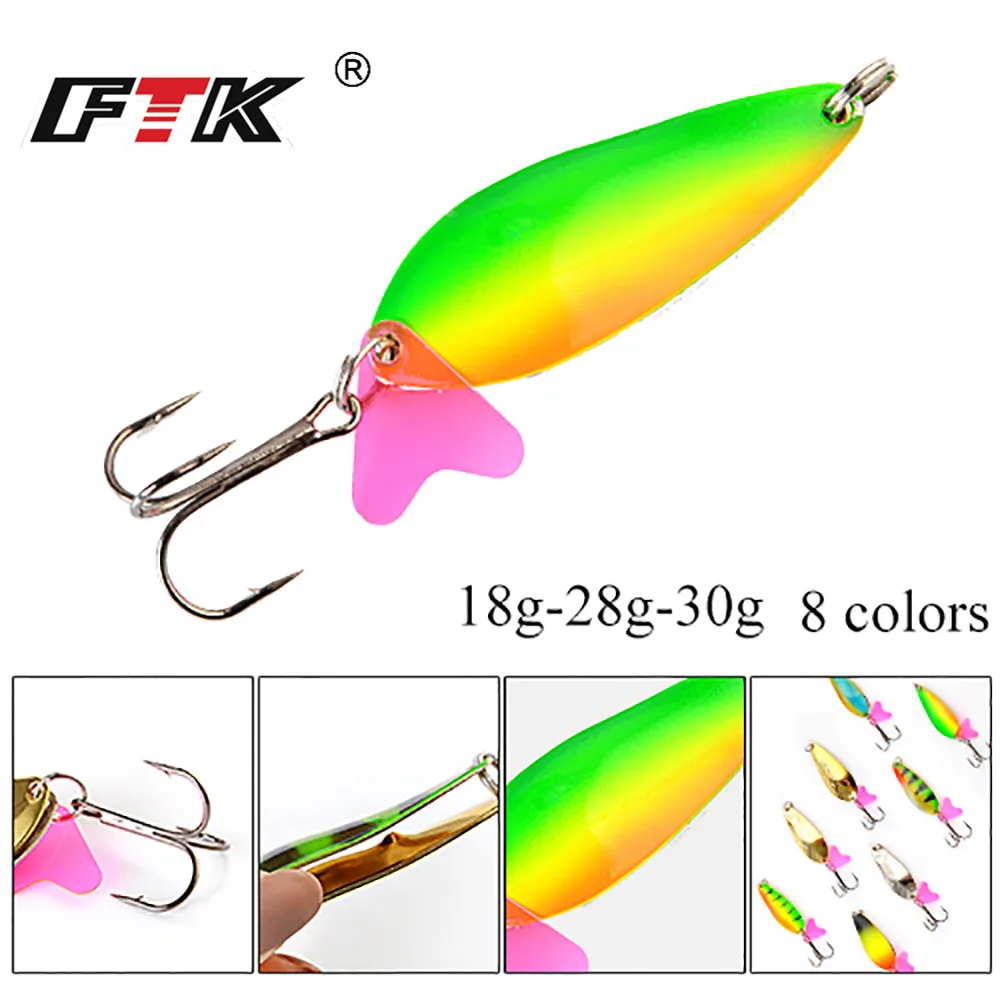 18g 28g 30g Double Metal Spoon Bait Fishing Lure With Treble Hook Hard Artificial Bait Fishing Jig Spoon Lure Wobblers