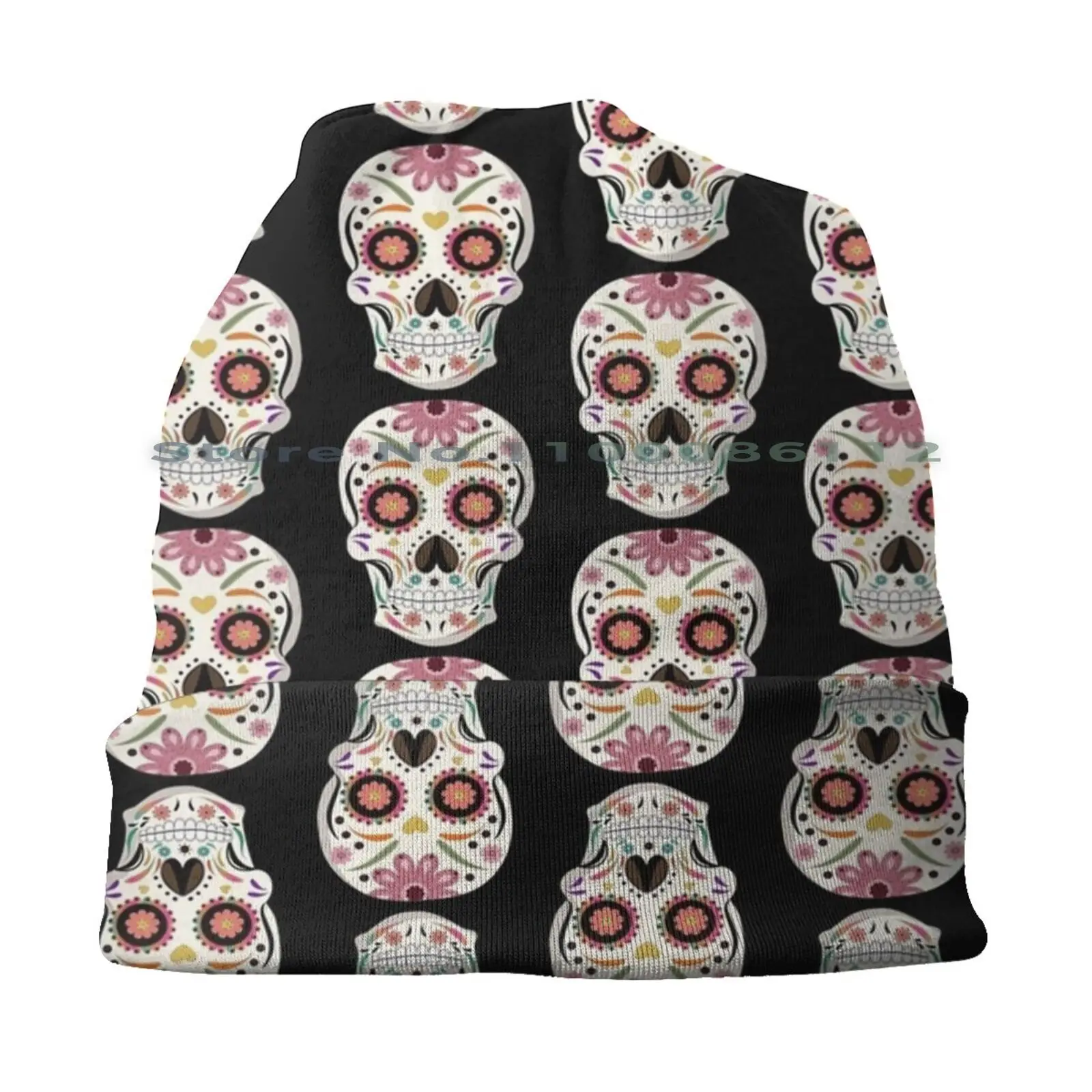 Day Of The Dead Bride Beanies Knit Hat Cute Sugar Skull Girl Halloweenshirt Cute Zombie Girl Gothic Dia De Los Muertos Sugar