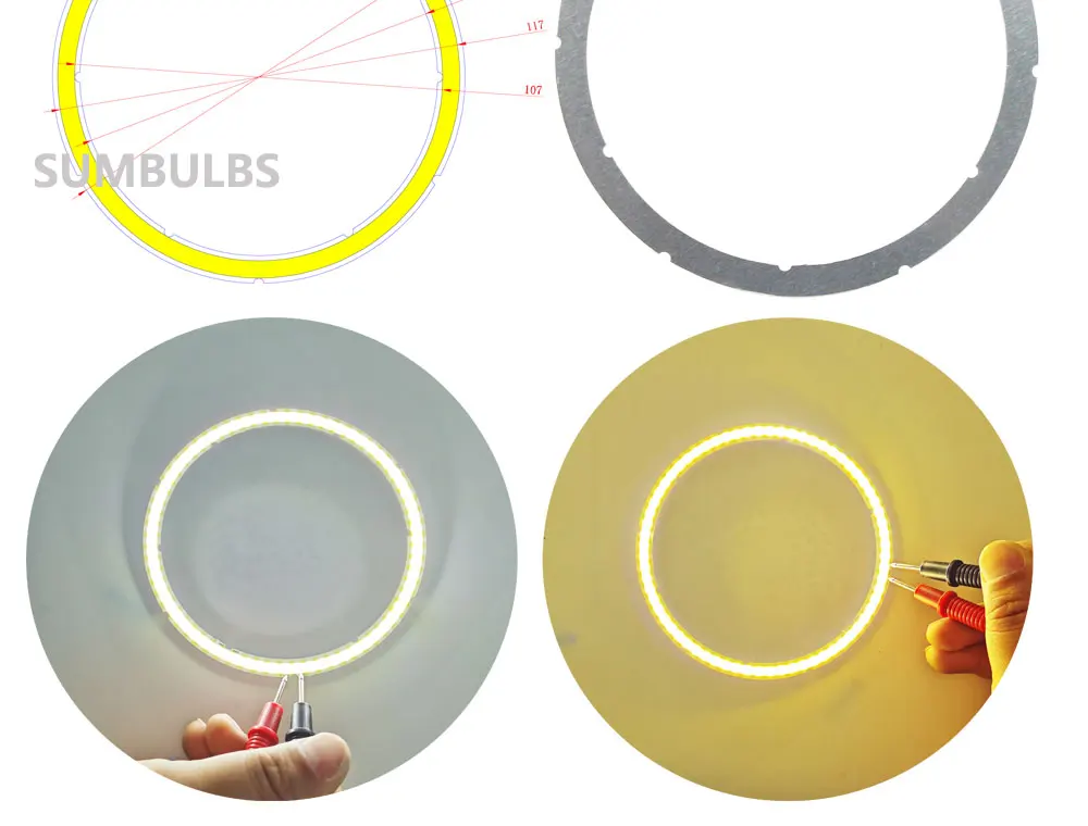 2W-12W Angel Eyes LED COB Light Source Annual Shape 12V DC 20mm-120mm COB Ring LED Cold Warm White Light Source for DIY Bulb