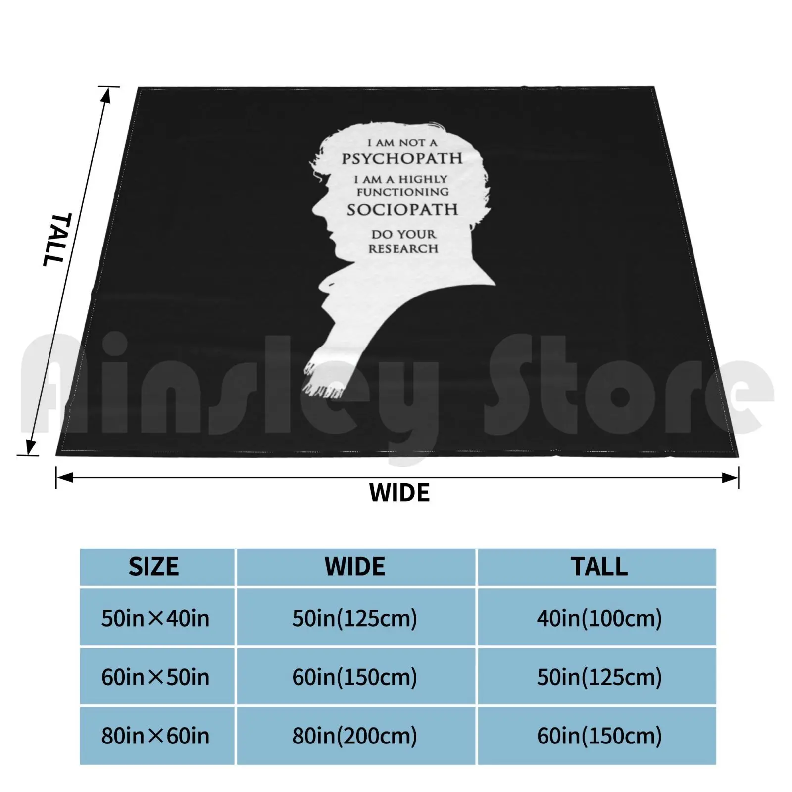 Highly Functioning Sociopath Blanket Fashion Custom Locked Lock Silhouette Detective Police