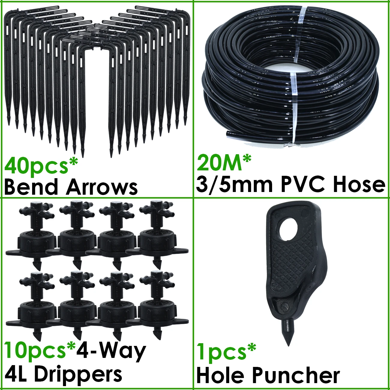 KESLA Gewächshaus Tropf Bewässerung 4-weg 3/5mm Drip Pfeil 2-weg Sender Bewässerung Bewässerung System für Bonsai Garten 10/20set – Detail 6