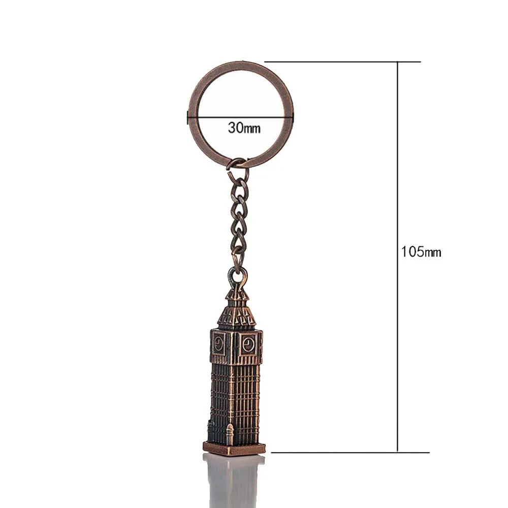 London Clock Model Small Keychain London UK Souvenir Gift 3D Metal Big Ben Key Ring Bag Pendant