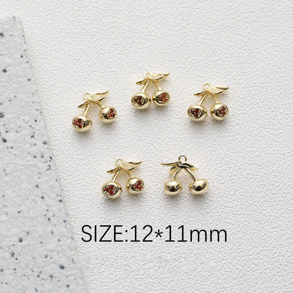 2PCS 14k Gold Plated Fruit Strawberry Mango Banana Cherry Pendant for Jewelry Making Bracelet DIY Hand Made Brass Accessories