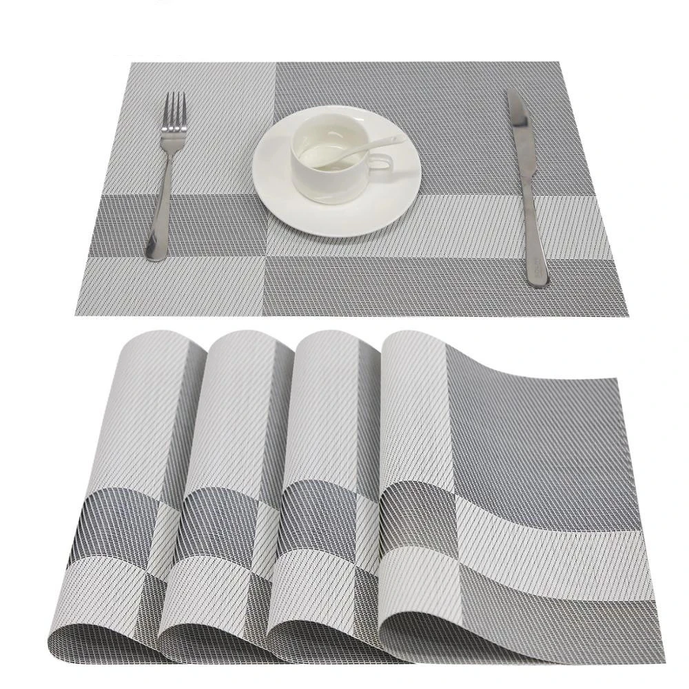 Topfinle PVC Bamboo Plastic Placemats for Dining table mat set Linens place mat in Kitchen Tableware Pad Coffee Tea Place Mat