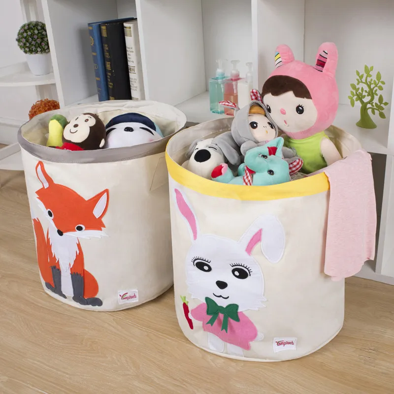 

New Cartoon Canvas Fabric Storage Box Folding Sundries Storage Basket For Kid Toys Organizers Dirty Clothes Laundry Basket