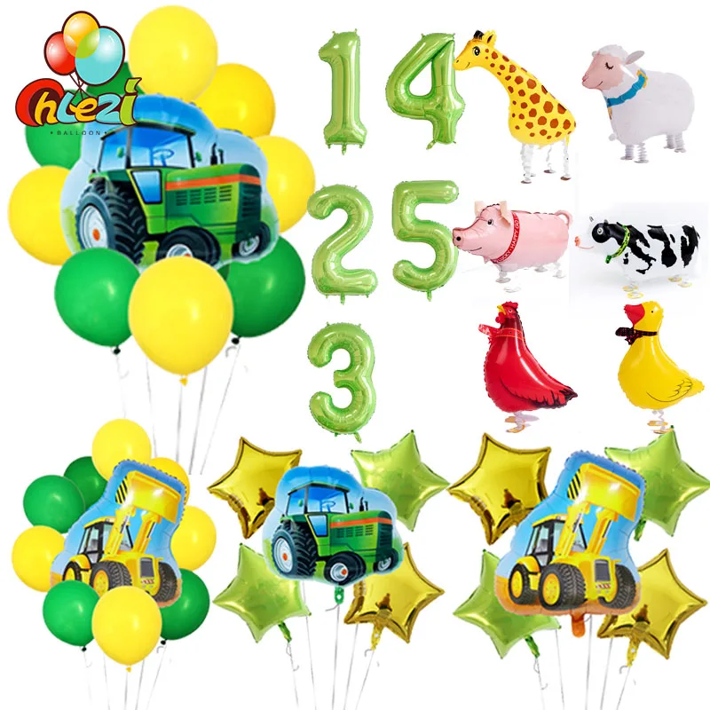 

Tractor Bulldozer Foil Balloons Farm Ballons Walking Animal Helium Globos Party Accessories Birthday Party Decoration For Kids