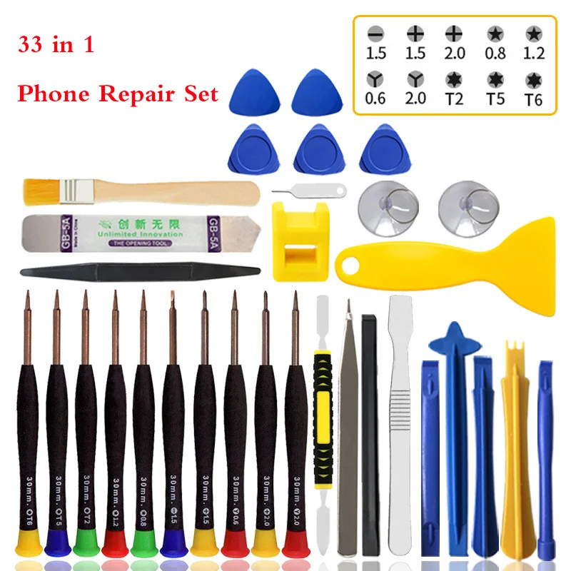 33 in 1 Mobile Phone Repair Tools Kit Professional Opener Spudger Pry Screwdriver Set For Iphone Samsung Screw Driver CellPhone