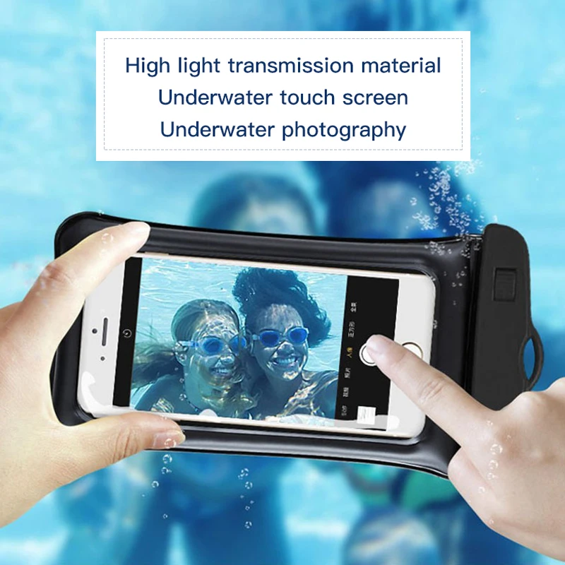 6.5\'\'Phone Waterproof Air Floating Swimming  Bag Underwater Phone Case for River Trekking Boating Diving Surfing Water Sports