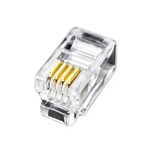 OULLX 4P4C RJ9 connecteur de combiné téléphonique connecteur Audio 4 cœurs prise à 4 fils puce en cuivre plaqué or têtes en cristal 50pcs 100 pièces