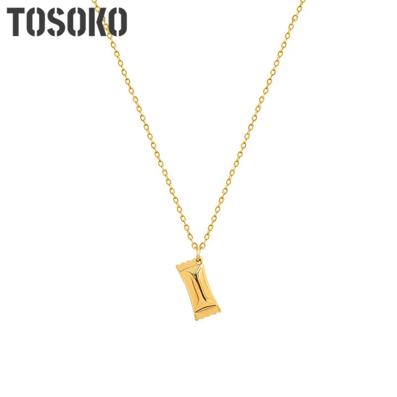 

TOSOKO Stainless Steel Jewelry Candy Pendant Sweater Necklace Women's Sweet Clavicle Chain BSP845