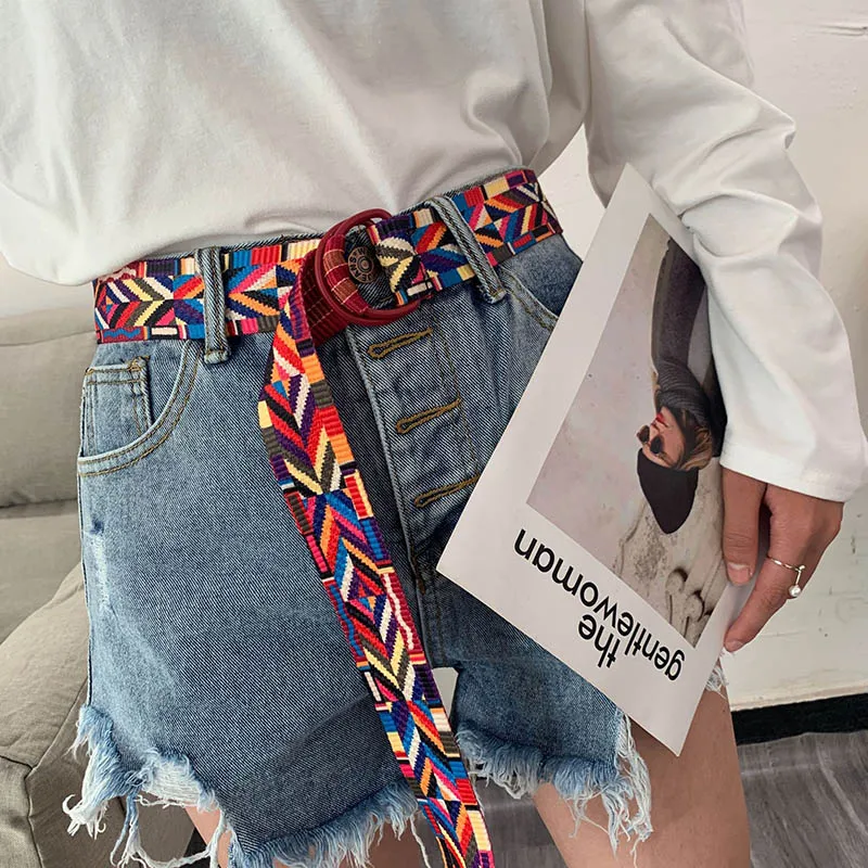 66 Styles Casual Belts Women Men Canvas Letter Printed D Ring Square Buckle Waist Strap Long  Jeans Dress Punk Youth Waistband