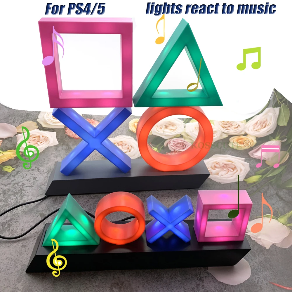 Voice Control Game Icon Light for PS4/PS5 for Playstation Player Commercial Colorful Lighting