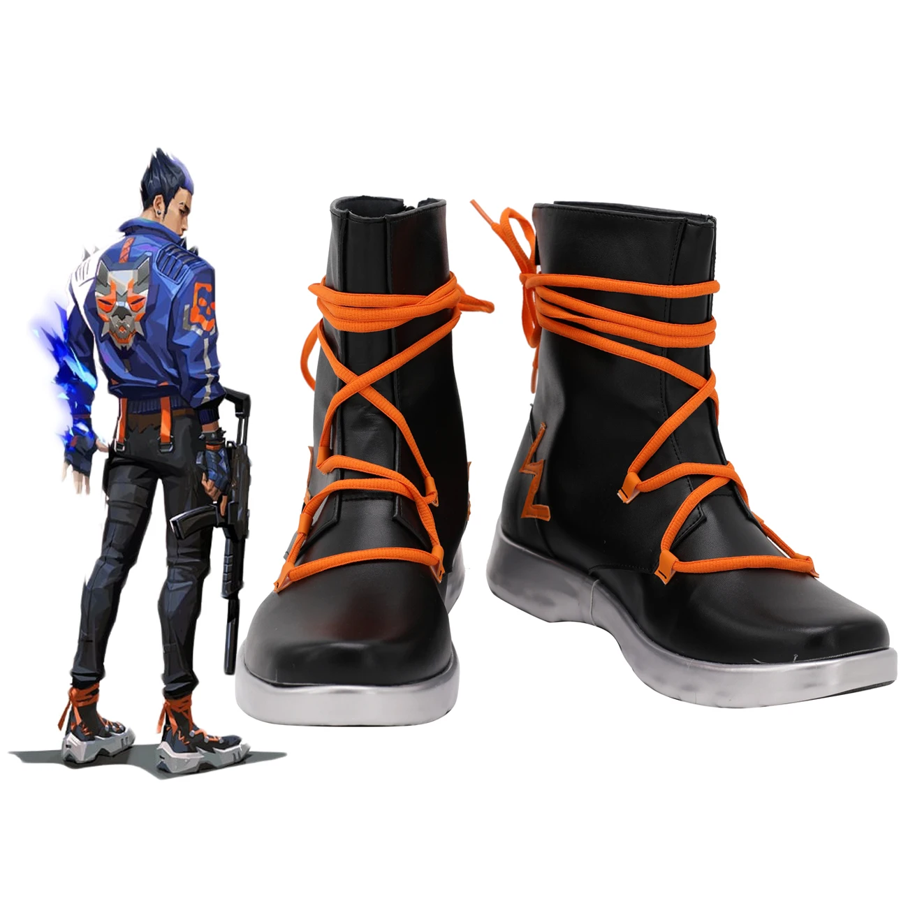 

Game Valorant Yoru Cosplay Boots Customized Leather Shoes Any Size for Unisex