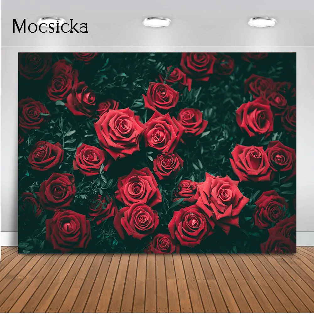 

Red Rose Flower backdrop Valentine's Day Backgrounds Lover Baby Kids Portrait Photo Booth Background Decorations Studio Props