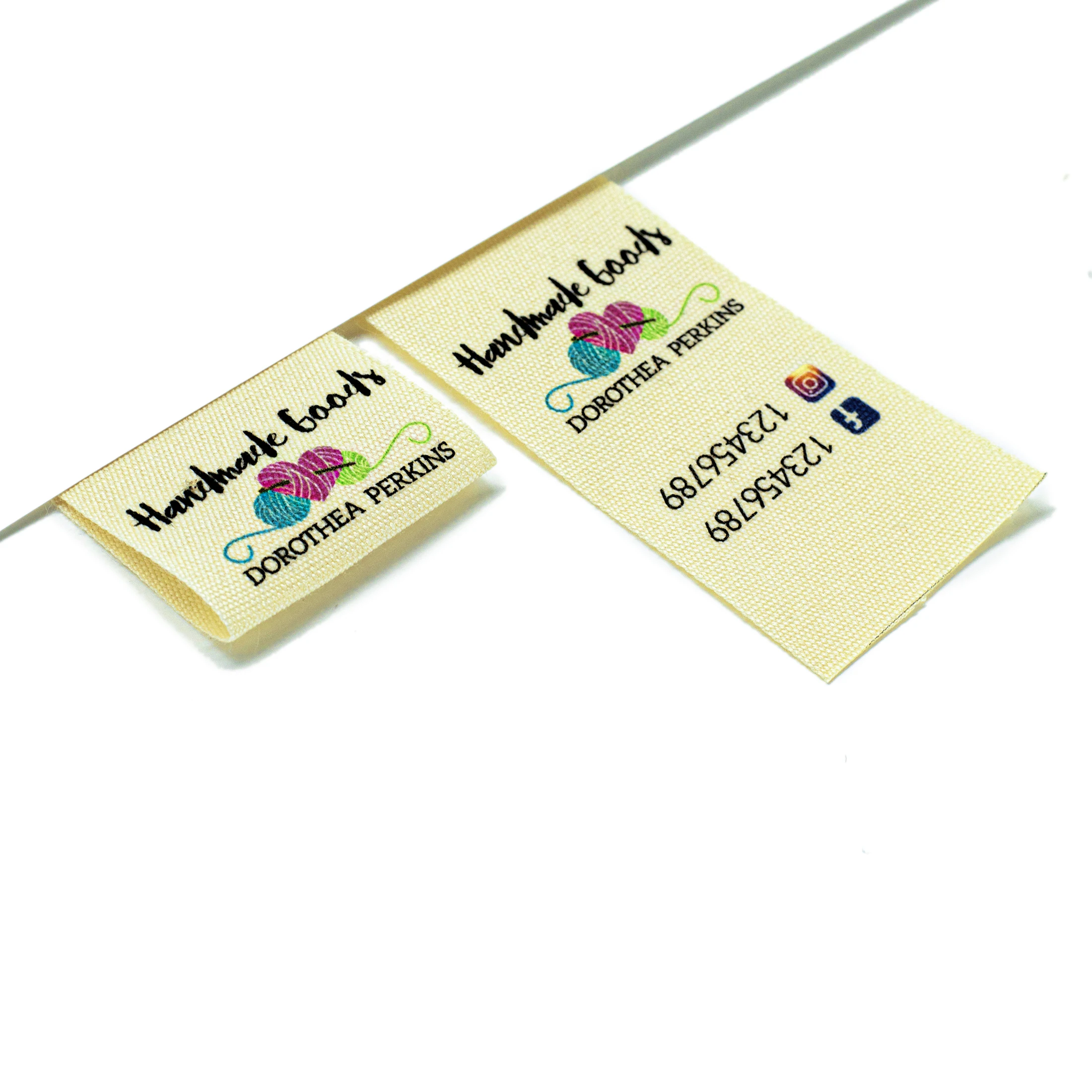 

Custom Beige　Sewing label, Fold, Custom Clothing Labels - Fabric Name Tags, Logo or Text, Cotton Ribbon, Custom Design (FR187)