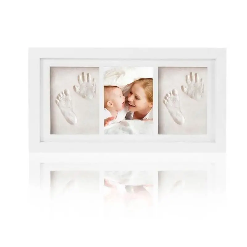 Baby Kid Children Foot Finger Hand Wooden Photo Frame Set Print Clay Gift Memory D5QA