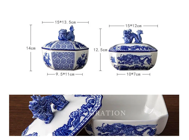 Jingdezhen Ceramic Storage Pot Tea Can Household Tea Can Blue And White Ornament Jewelry Box