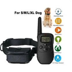 998D-1 300M Pet Dog Anti Bark Training Collar with LCD Display Shock Control Waterproof Stop Barking Dog Training Equipment