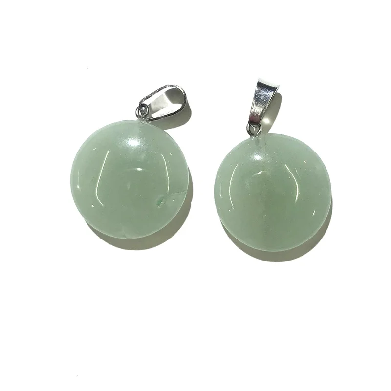 2PC Epidote Natural Stone Oblate Shape Pendant Lucky Stone Pendant for Jewelry Making DIY necklace accessories Size 20mm