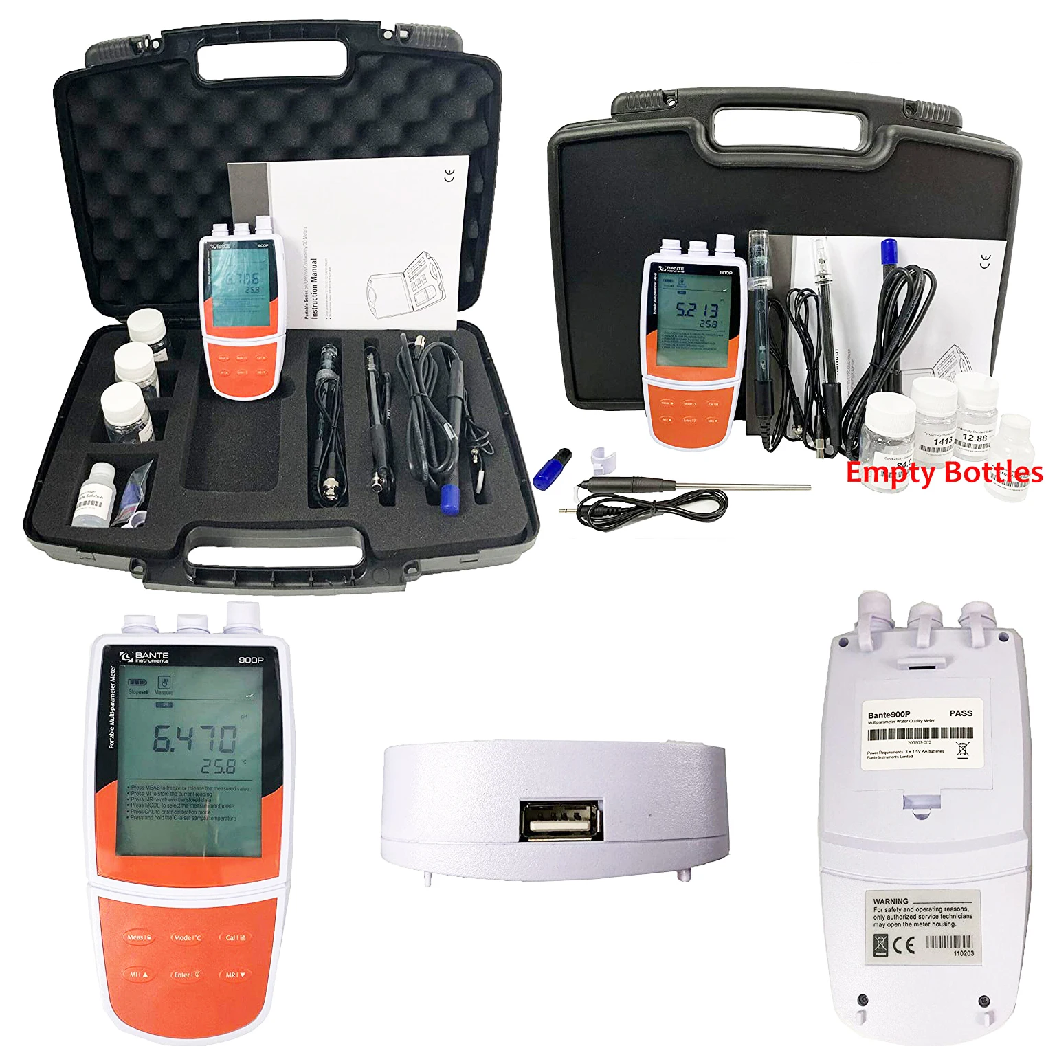 Water Quality Monitor PH Conductivity TDS Salinity Resistivity DO Temp Tester Range  -2.000 to 20.000pH  Accuracy  ±0.002pH