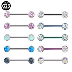 2PCS G23 Titanium Nipple Sexy Shield Bars Piercing Opal CZ Gem 14G Internally Thread Nipple Barbells Women Trendy Mamilo Jewelry