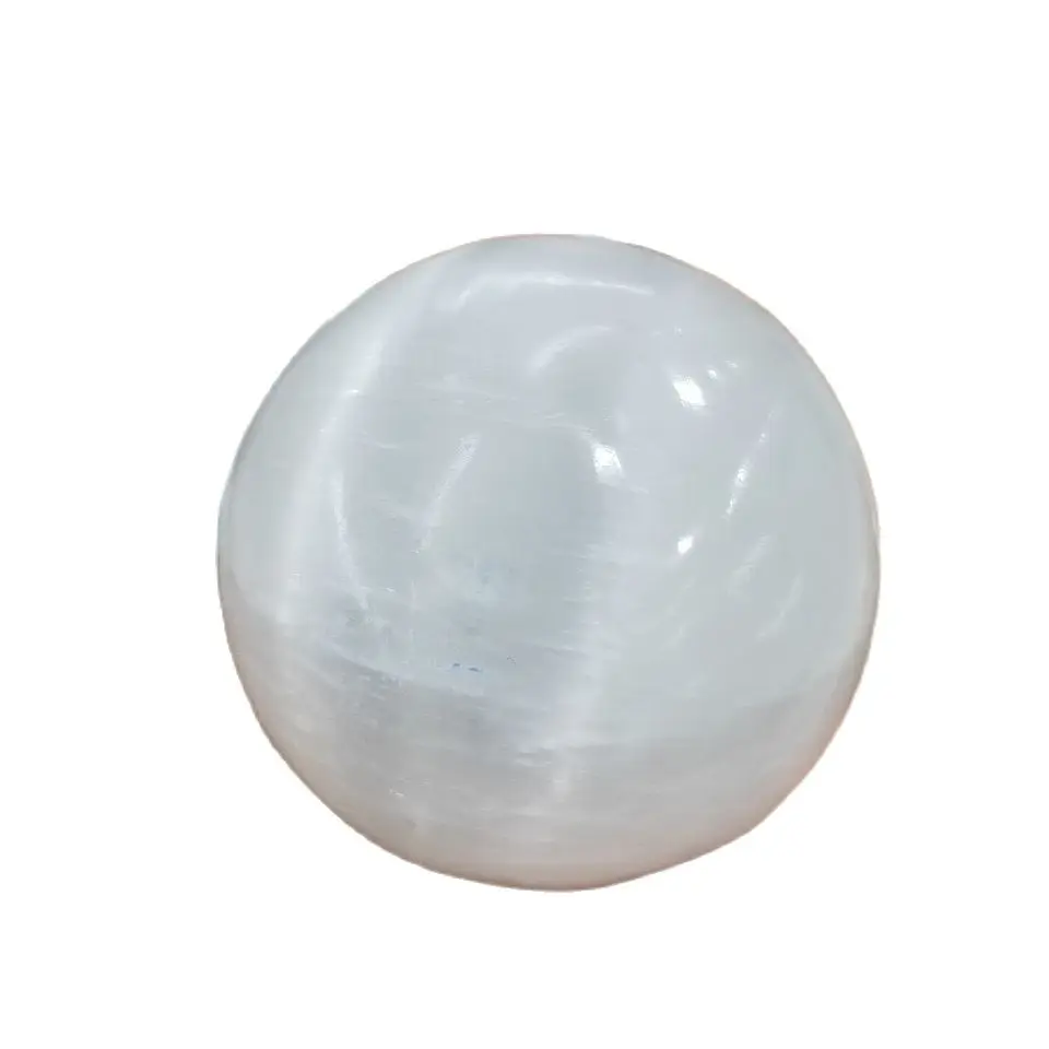 Natural white selenite opal polished crystal spherical stone gemstone healing original gypsum stone massager