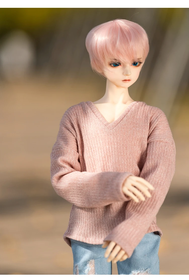 

BJD doll clothes is suitable for 1/3 1/4 size MSD DD pink v-neck sweater loose-fitting underlayed sweater top doll accessories