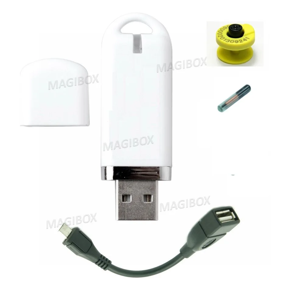 134.2Khz EM4305 125KHFDX-B Animal Pet RFID USB Reader Support Android System buy one get 1 Ear tag 3 Glass Microchip Tag Free