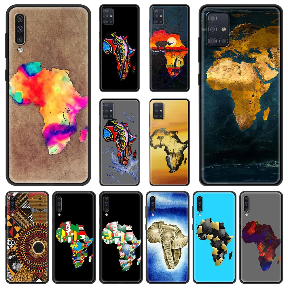 Coque de téléphone peinte carte de l'Afrique pour Samsung, Galaxy A51 A71 A21S A03s A13 A33 A53 A11 A31 A52 A41 A32 5G A01 A22