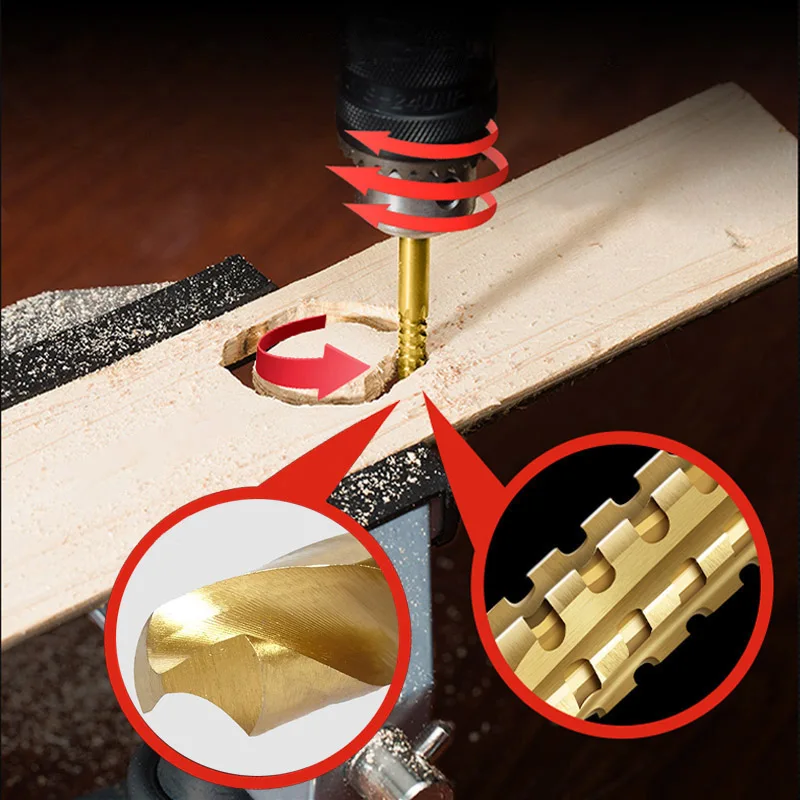 6pcs 3-8mm Set di punte per trapano al cobalto vite a spirale metrica composita rubinetto per trapano rubinetto per trapano Set di punte per trapano strumento multifunzione per la lavorazione del legno