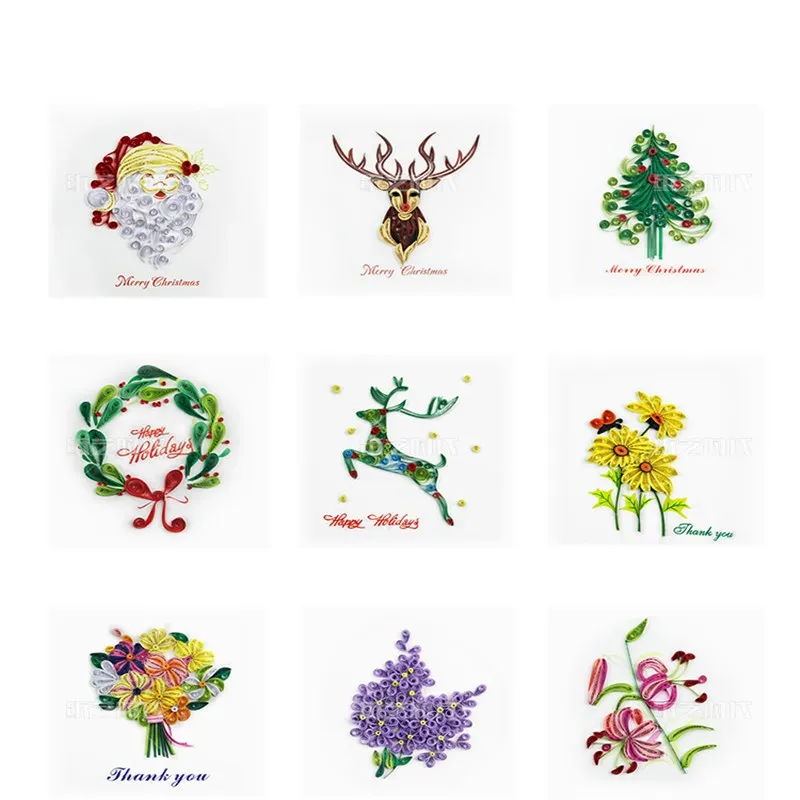 3D Greeting Card Paper Handmade Art Material Package Quilling Paper Design Greeting Card with Envelop for Anniversary Christmas