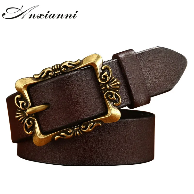 

Anxianni woman belts pin buckle leather belt for women European fashion top quality leather strap for jeans