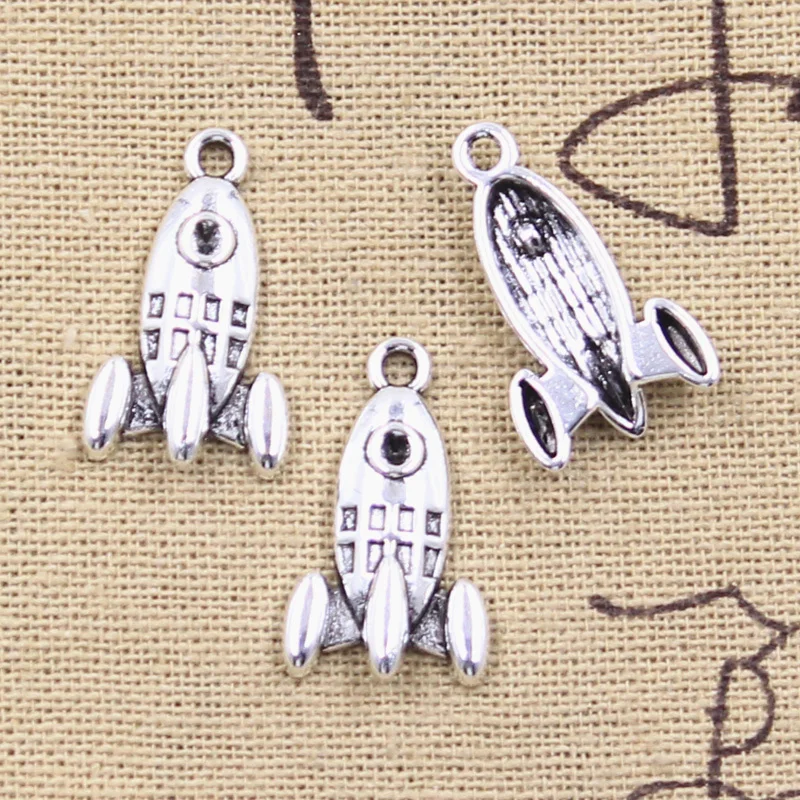 20pcs Charms Missile Rocket Spaceship 23x14mm Antique Silver Color Pendants DIY Crafts Making Findings Handmade Tibetan Jewelry