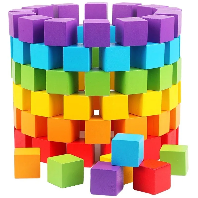 30Pcs/lot 2X2CM Wooden Colorful Cubes Building Blocks Toy for Children Educational Wood Squares Dice Board Game Block Toys Gifts