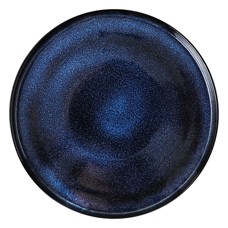 Starry Blue Nordic Ceramic Plate Serving Round Tray Decorative Salad Sushi Dessert Plate Porcelain Tableware Dinner Sets