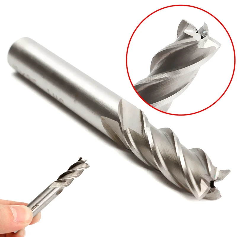 New Arrival 3/8'' x 3/8'' 10mm x 25mm High Speed Steel HSS 4 Flutes Straight End Mill Cutter CNC Bit 70mm Milling Cutter Drill