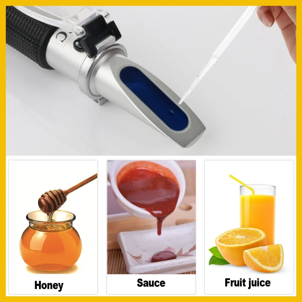 RZ High concentration Brix Refractometer 0~90% Honey Bees Sugar Food Beverages ATC Content Beekeeping RZ117 Meter Tool