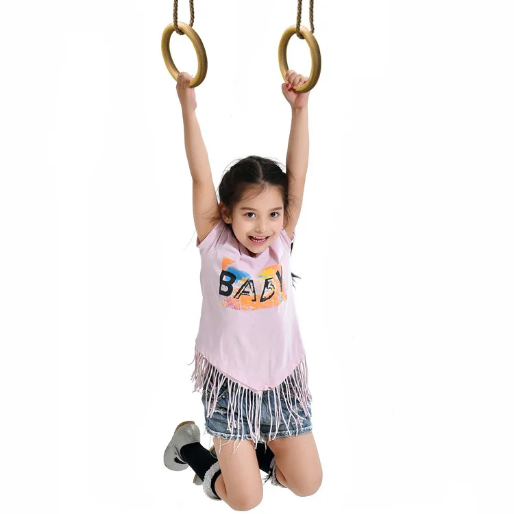 

Children Outdoor Wooden Circular Lifting Ring Educational Toys Hanging Disc Climbing Rope Swing Indoor Fitness Equipment For Kid