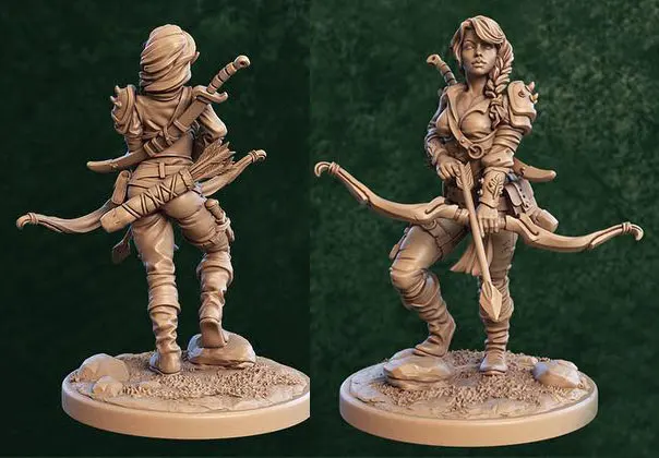 

1/32 56 мм 1/24 75 мм смолы модель для женщин и девушек из лука охотник рисунок миниатюры Скульптура Неокрашенный RW-047