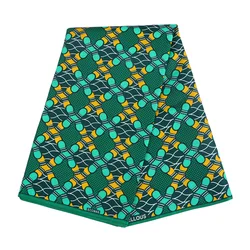 100% Polyester African Fabric Pagne Green And Yellow Print Wax 2019 Real New Fashion Wax