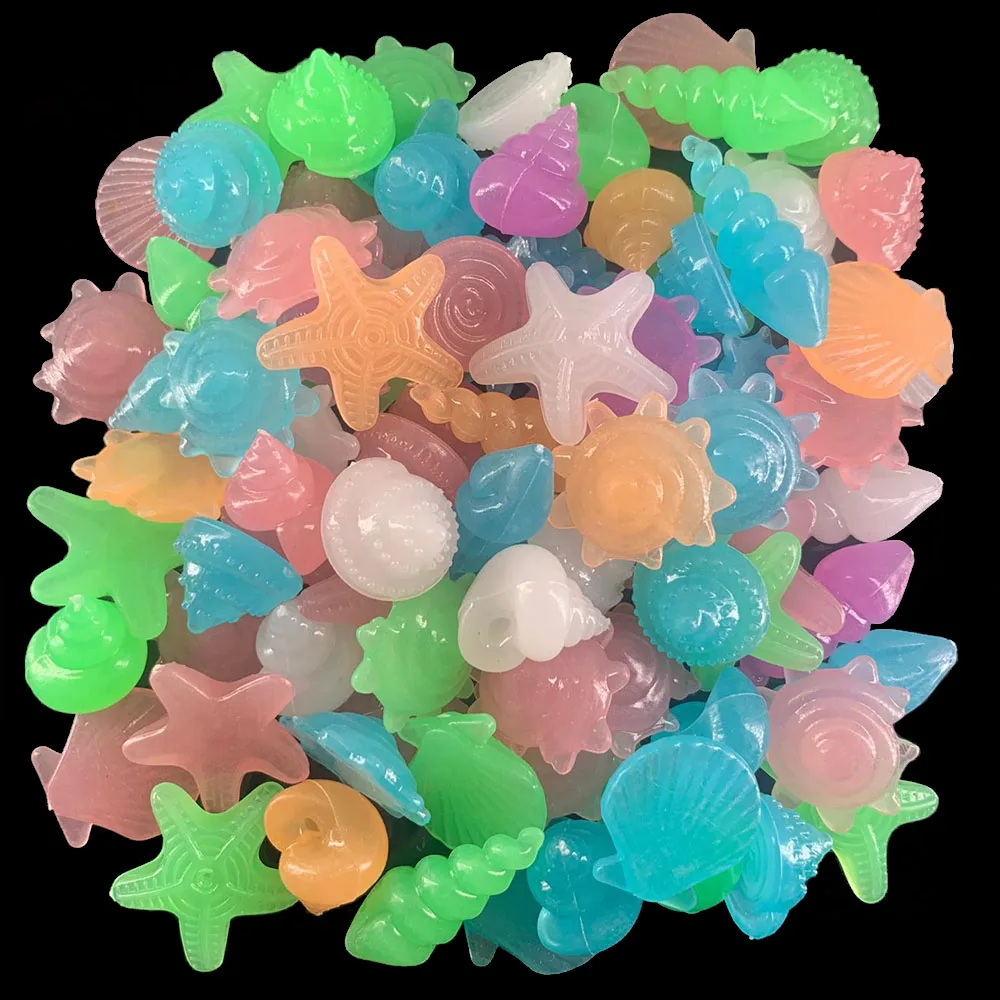 10/50pcs Luminous Glowing Stones Shell Shaped Starfish Shell For Fish Tank Table Walkways Garden Glow in the Dark Pebbles Deco