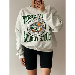 American Vintage University of South Florida Print Female Thick Pullover Long Sleeve Thick 2021 Autumn Winter Grey Sweatshirts