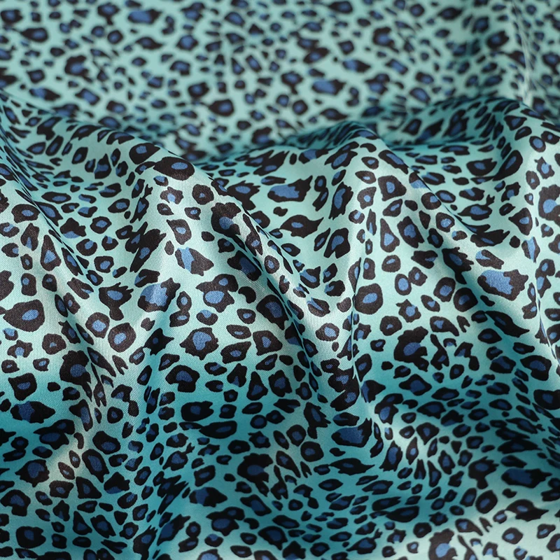 By Meter Africa Leopard Printed Satin Fabric Material For Scarf Lining Diy