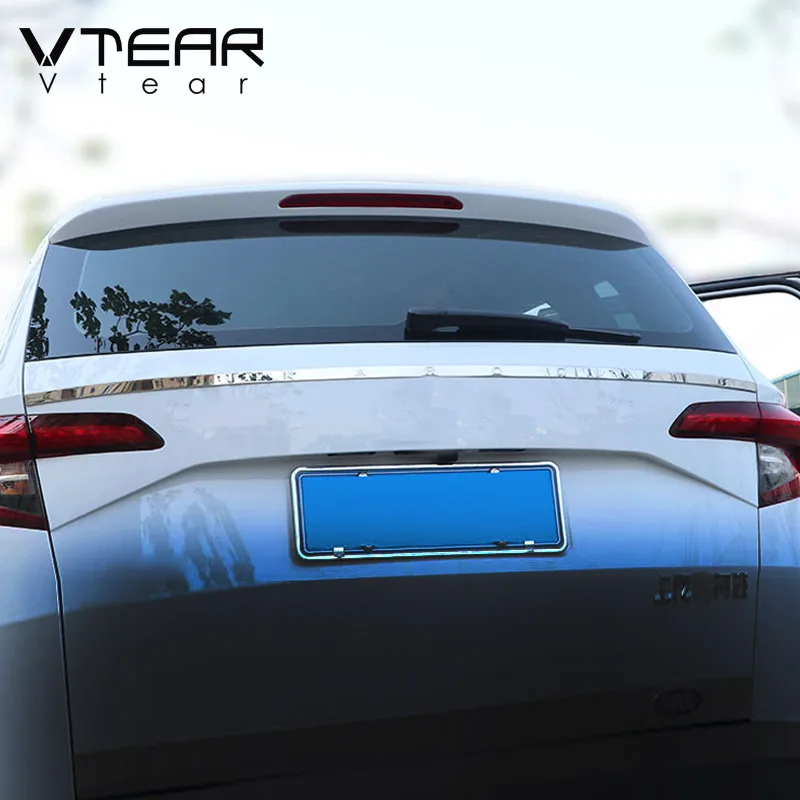 Vtear for Skoda Karoq Rear Door License Tailgate Bumper Frame Plate Trim Lamp Trunk Hood Accessories Exterior Mouldings Auto 23