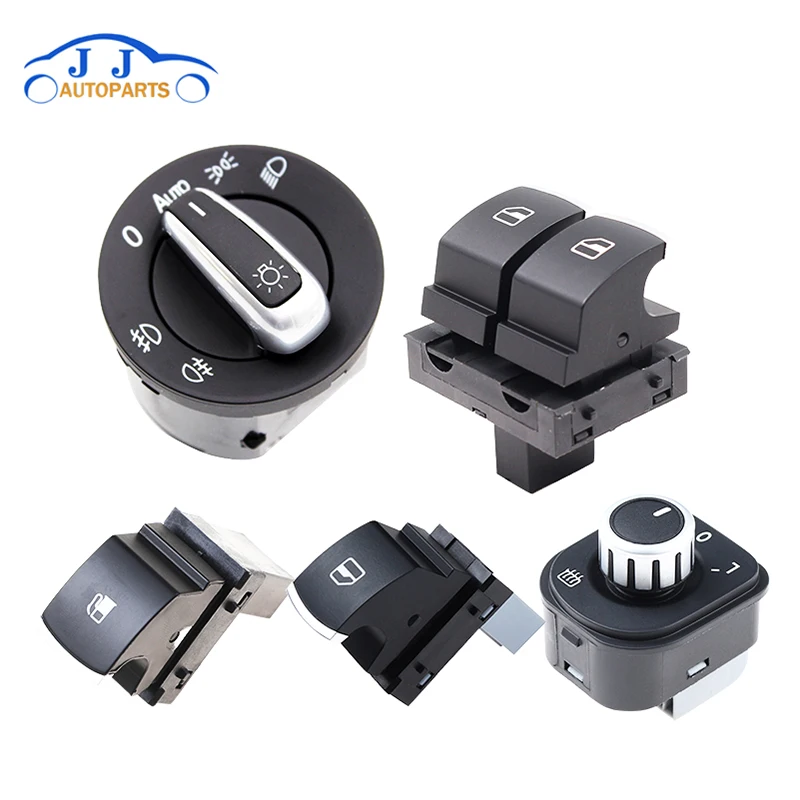 Car Chrome Fuel Headlight Mirror Window Switches For Volkswagen Eos Golf R32 GTI MK 5 6 V VI 1KD959833 5K3959857 5ND941431B