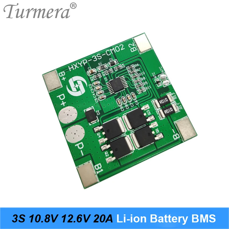 Turmera 3S 20A BMS 10,8 V 12,6 V 18650 Płytka zabezpieczona litowa do akumulatora wkrętarki 12 V i zasilania bezprzerwanego