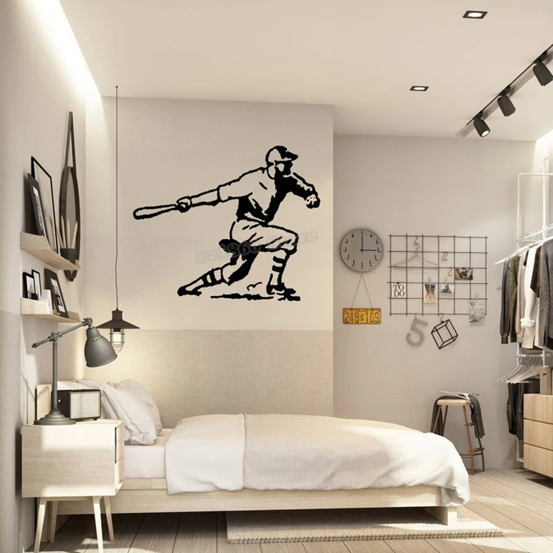 Baseball Players Wall Decal Favorite sports Baseball Wall Sticker Baseball Wall Decor Vinyl Art Decal Boy Room Decor Mural B747