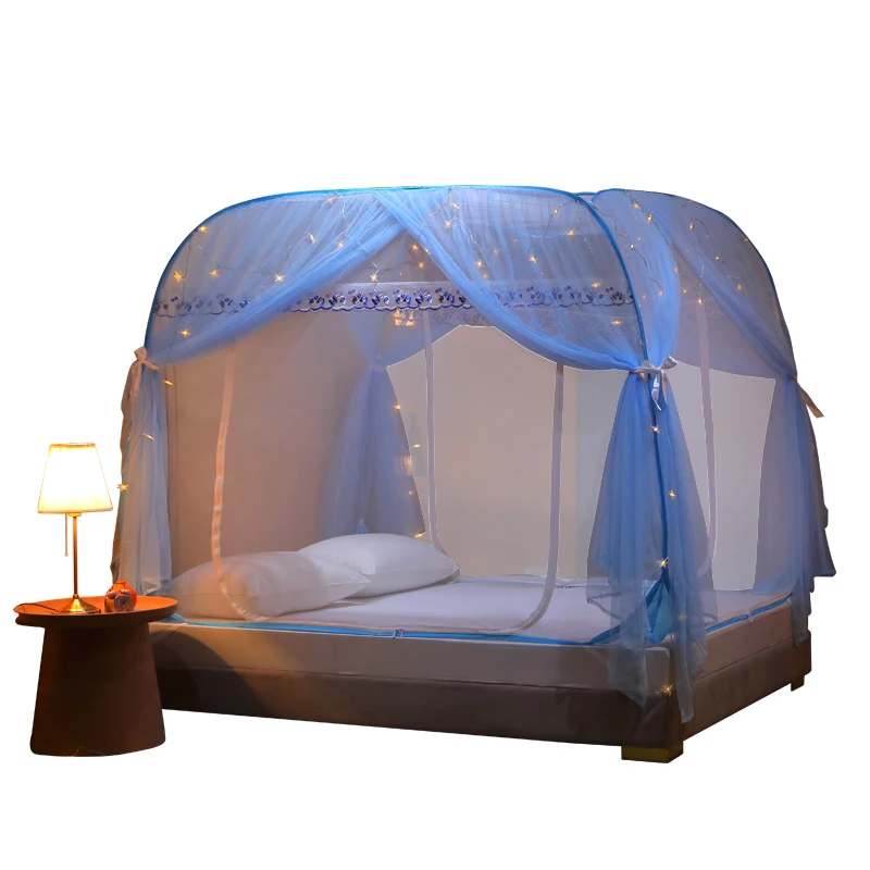 

Tt2021 New Installation-Free Mongolian Bag Mosquito Net Double-Sheet Tent Yarn Princess Style Single Double 1.5 M1.8 M Bed Home